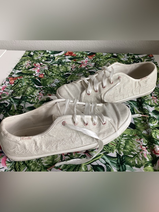 Keds X Kate Spade Other - Children’s Kate Spade Keds cream Glitter Lace-Up Sneakers w/ rose gold eyelets